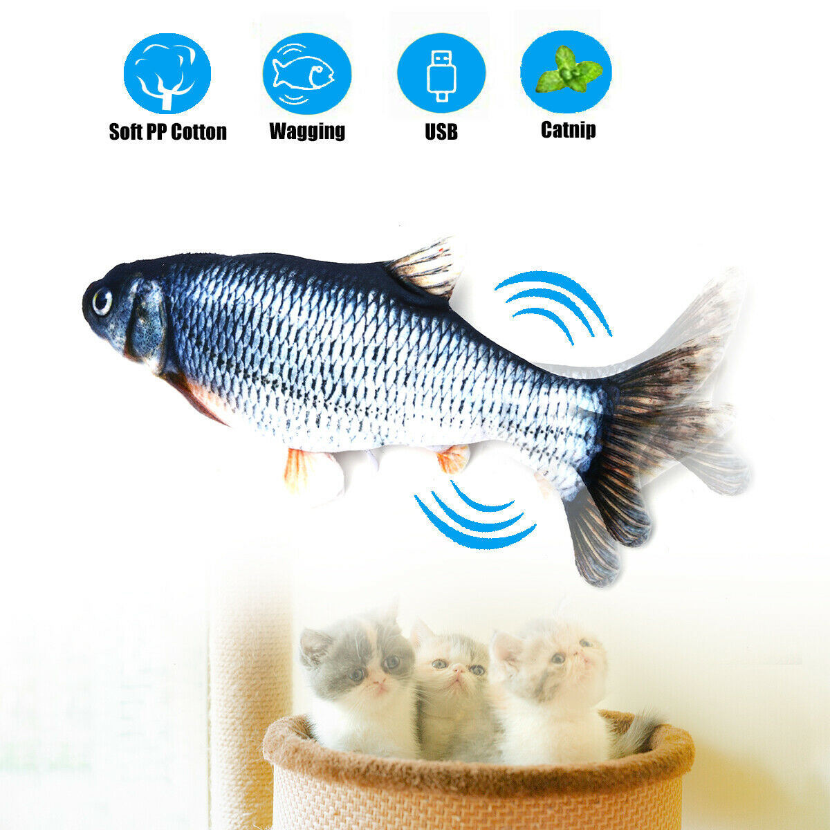Realistic electric fish cat toy