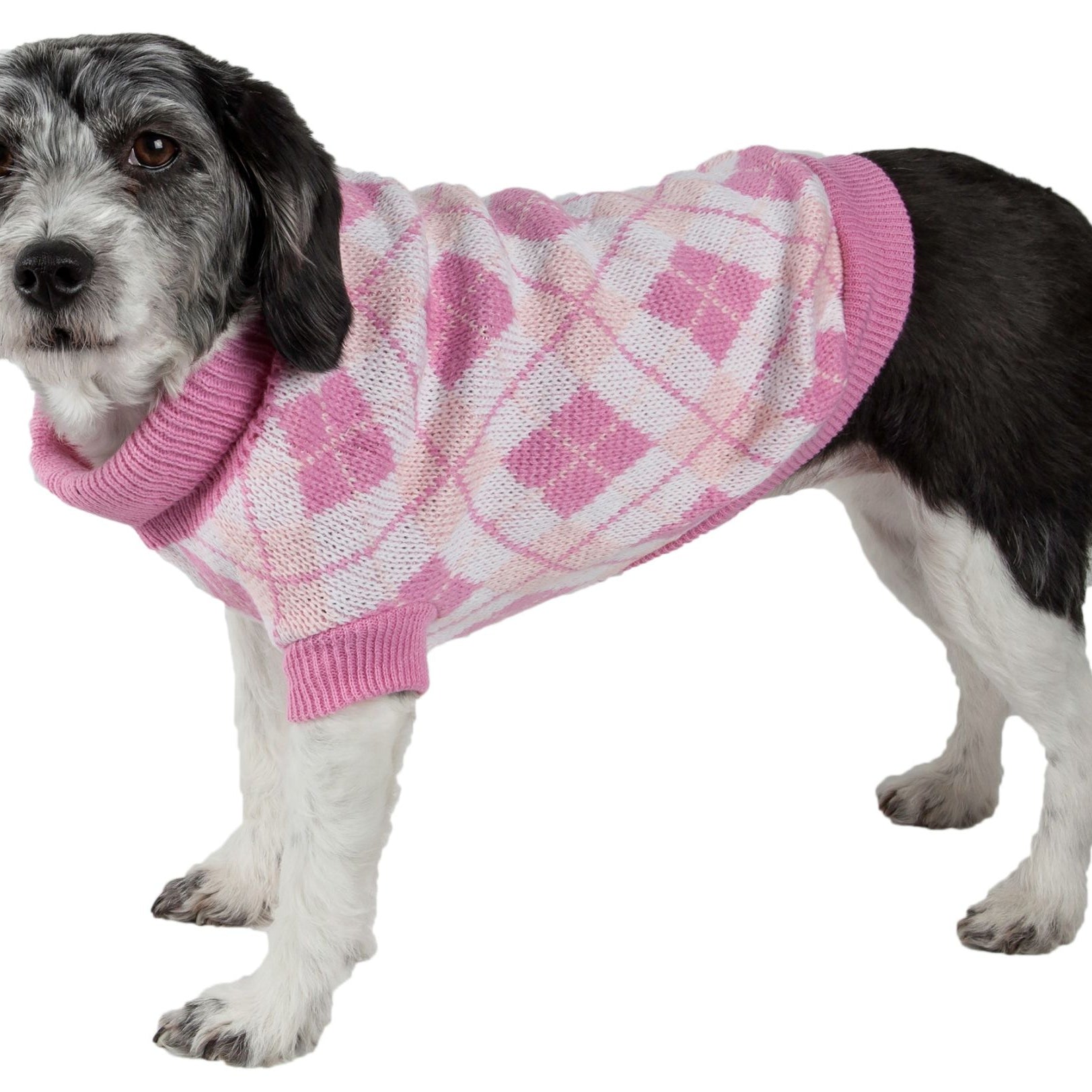 Argyle Style Ribbed Fashion Pet Sweater