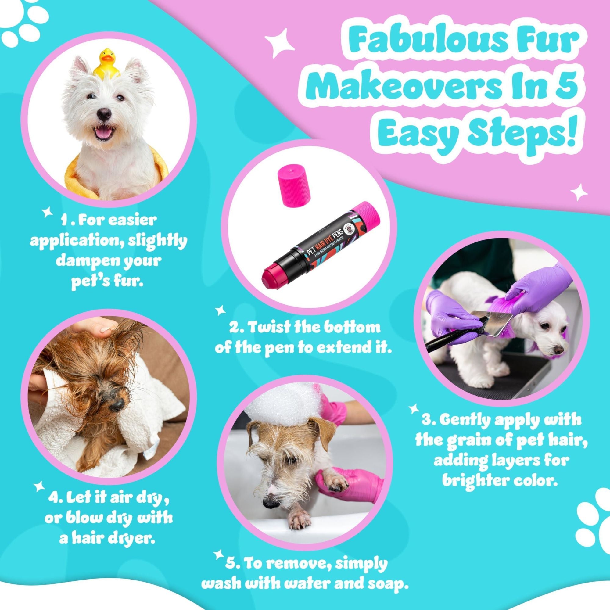 12 Vibrant Non Toxic and Temporary Pets Hair Dyes