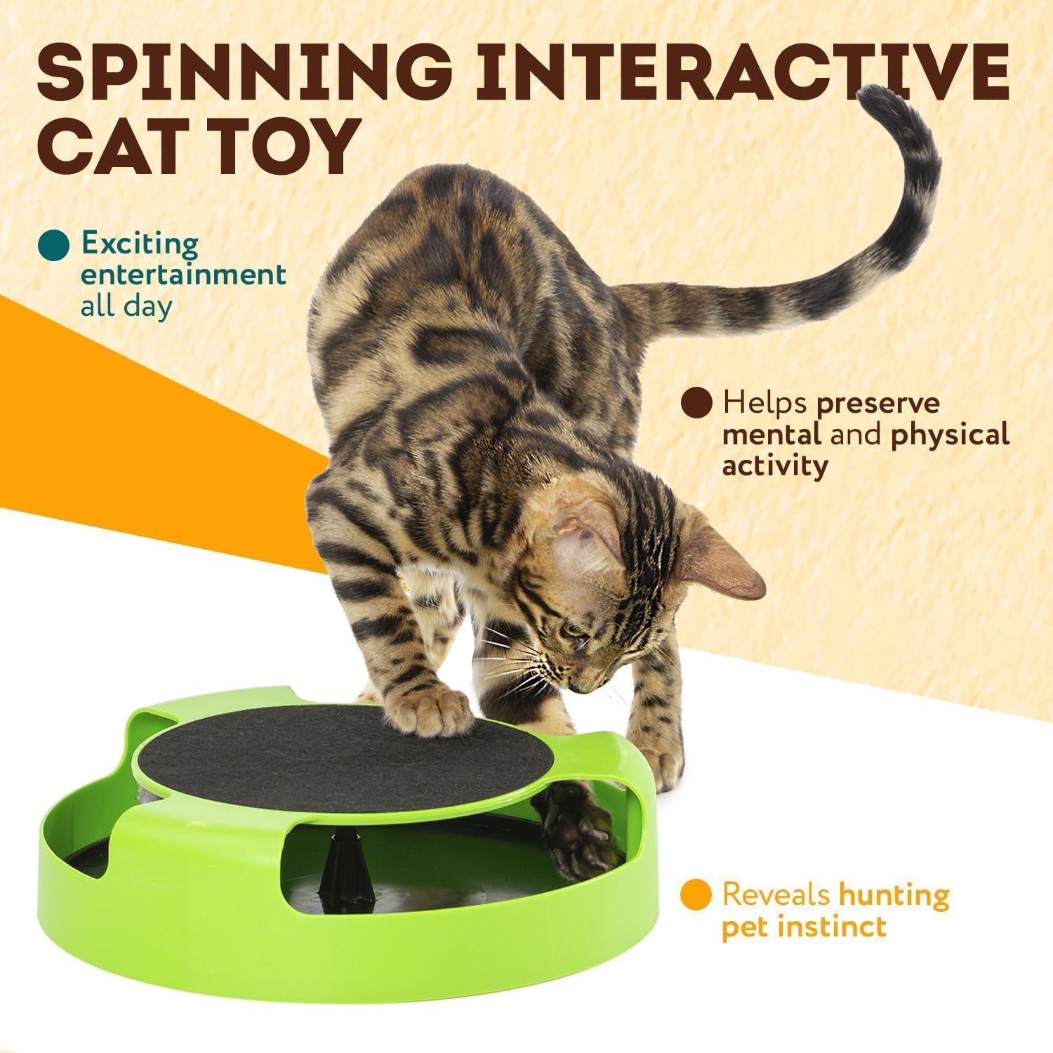 Green SpinPurr Interactive Cat Toy