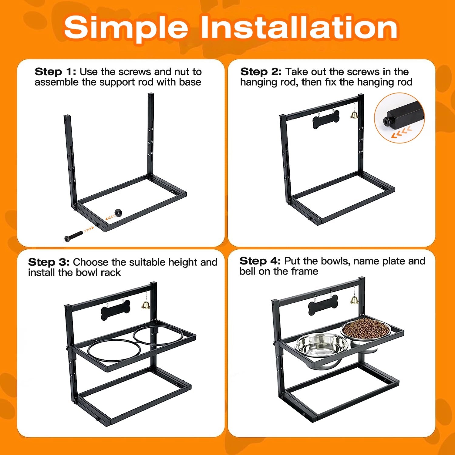 Adjustable Stainless Steel Dog Raised Bowls