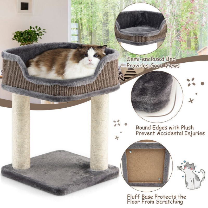 Multi Level Cat Climbing Tree with Scratching Plush Perch