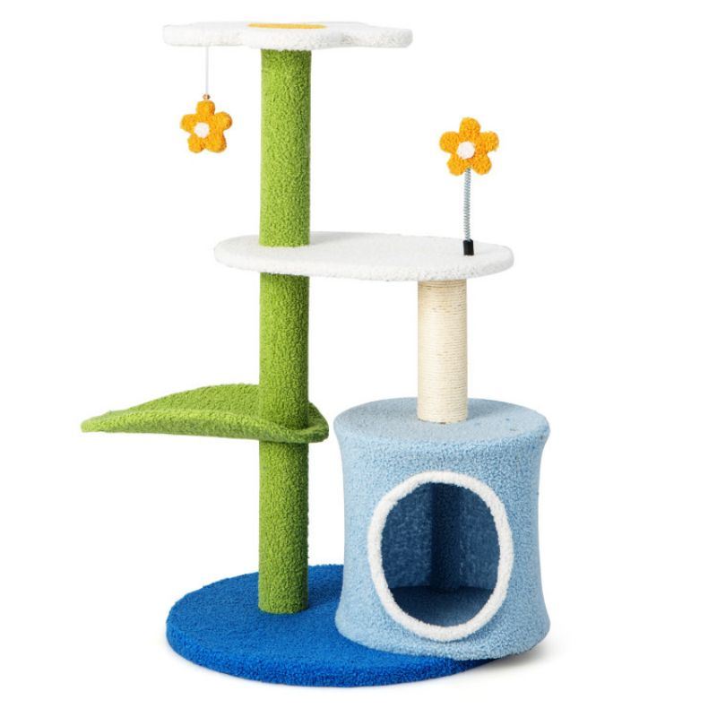 Four Tier Cute Pet Tree with Jingling Balls and Condo