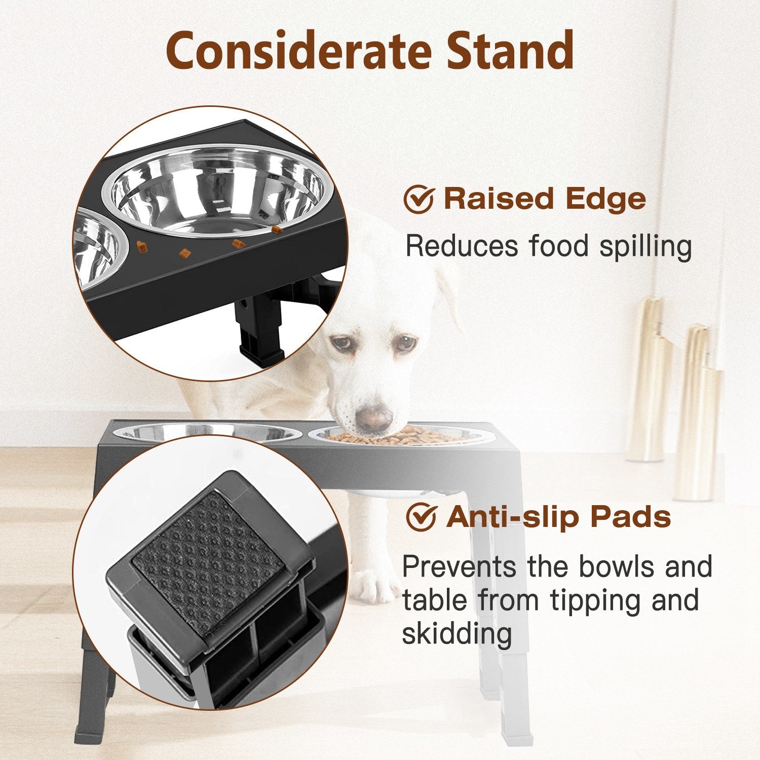 Pets Adjustable Stainless Steel Elevated Bowl