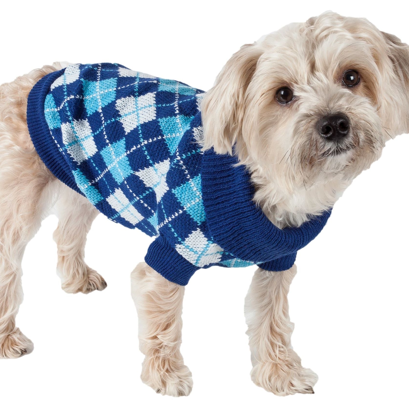 Argyle Style Ribbed Fashion Pet Sweater