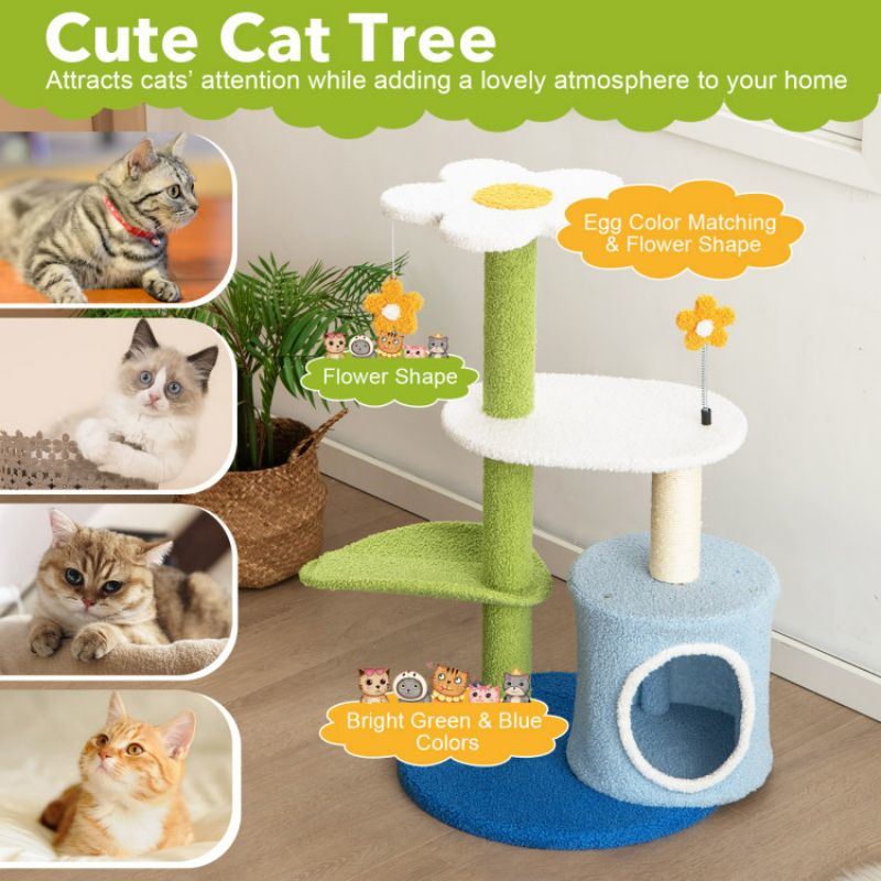 Four Tier Cute Pet Tree with Jingling Balls and Condo