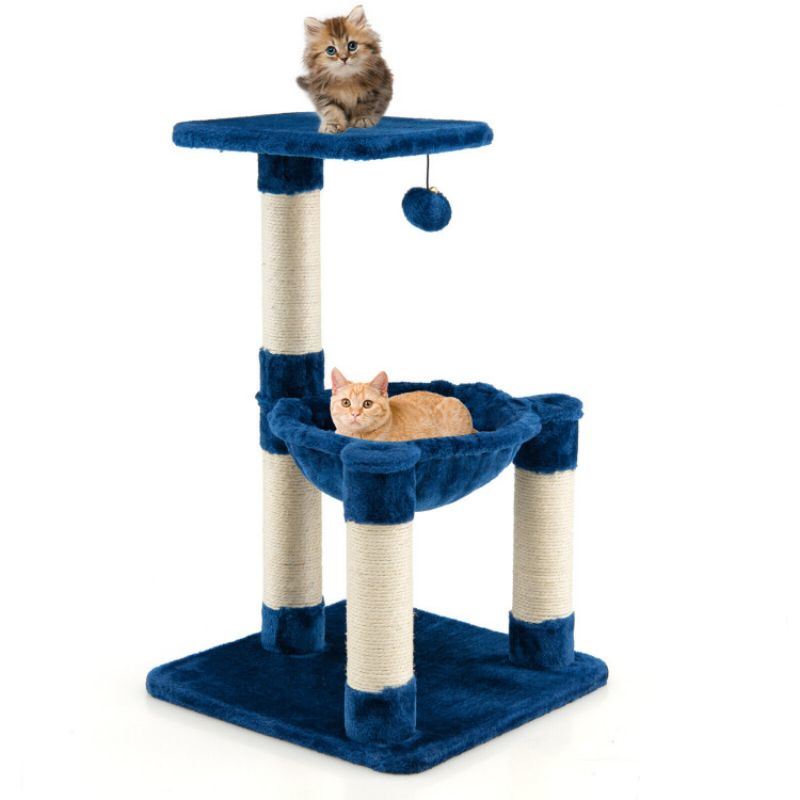 Multi-level Pets Tree with Scratching Posts and Cat Hammock