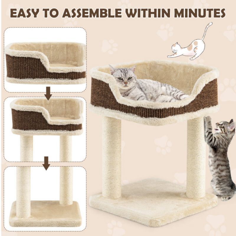 Multi Level Cat Climbing Tree with Scratching Plush Perch