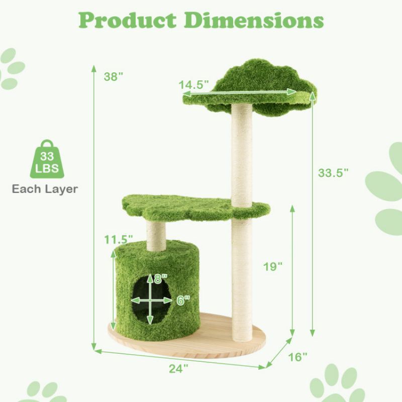 Cute Tree for Indoor Pets with Fully Wrapped Sisal Scratching Posts