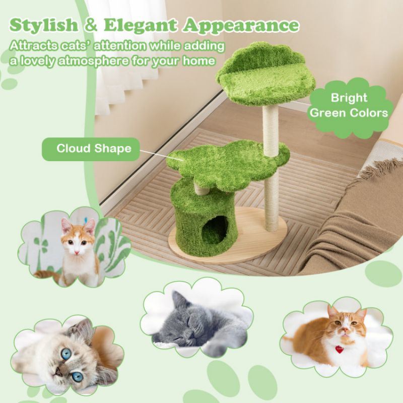 Cute Tree for Indoor Pets with Fully Wrapped Sisal Scratching Posts