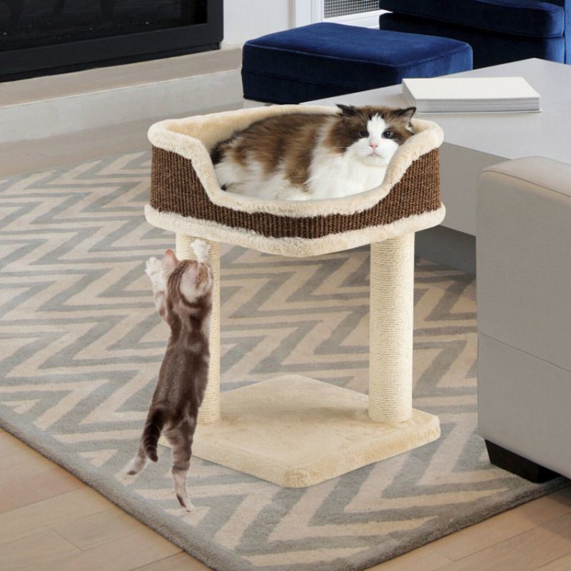 Multi Level Cat Climbing Tree with Scratching Plush Perch