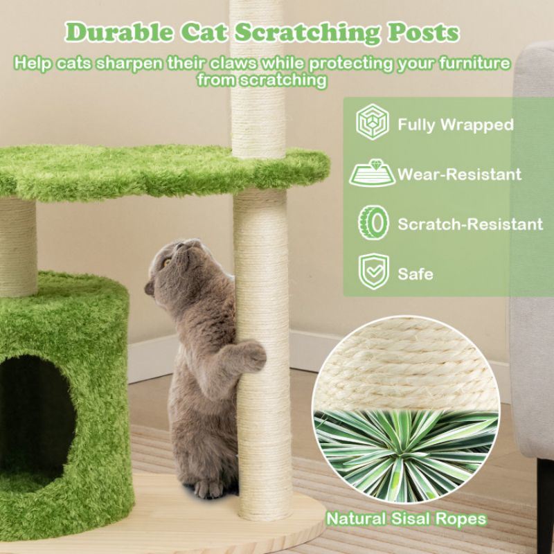 Cute Tree for Indoor Pets with Fully Wrapped Sisal Scratching Posts