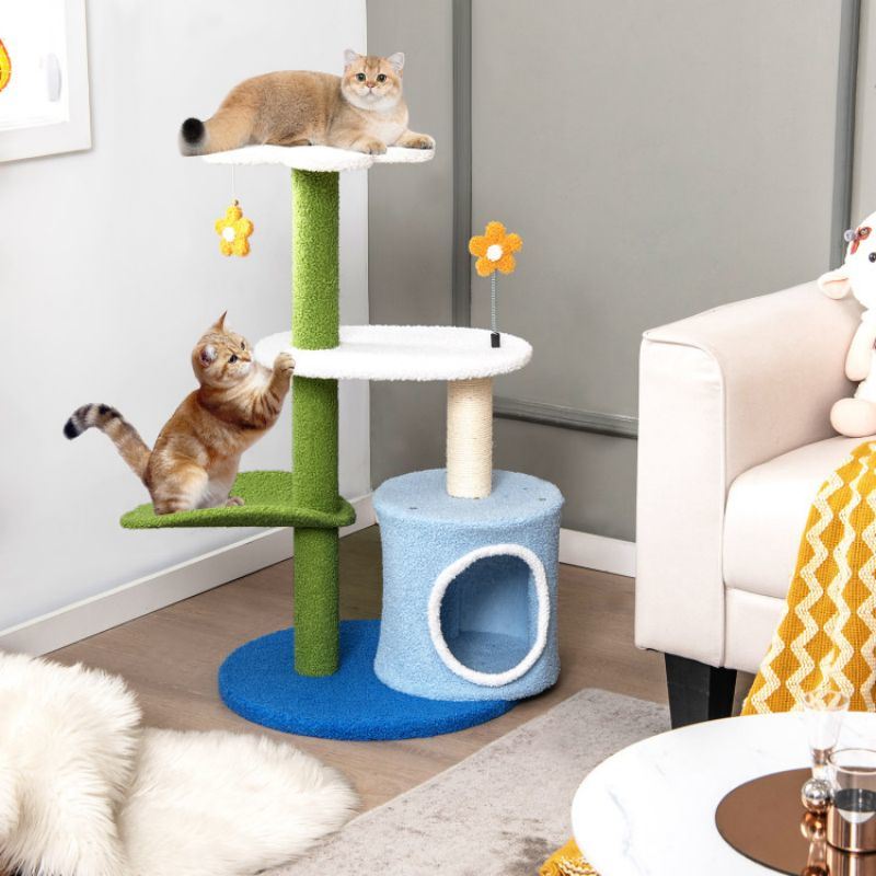 Four Tier Cute Pet Tree with Jingling Balls and Condo