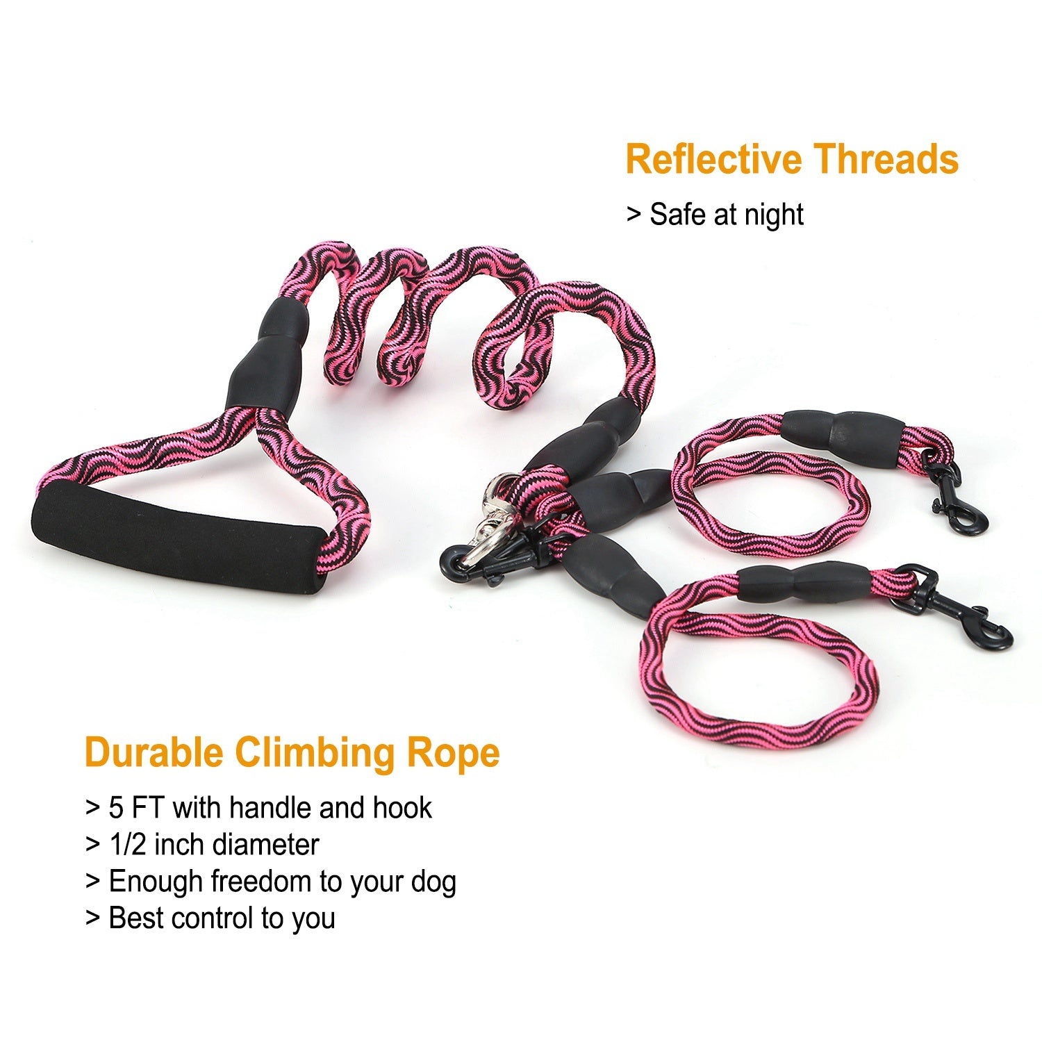 Reflective Dogs Walking Leash Swivel Coupler Padded