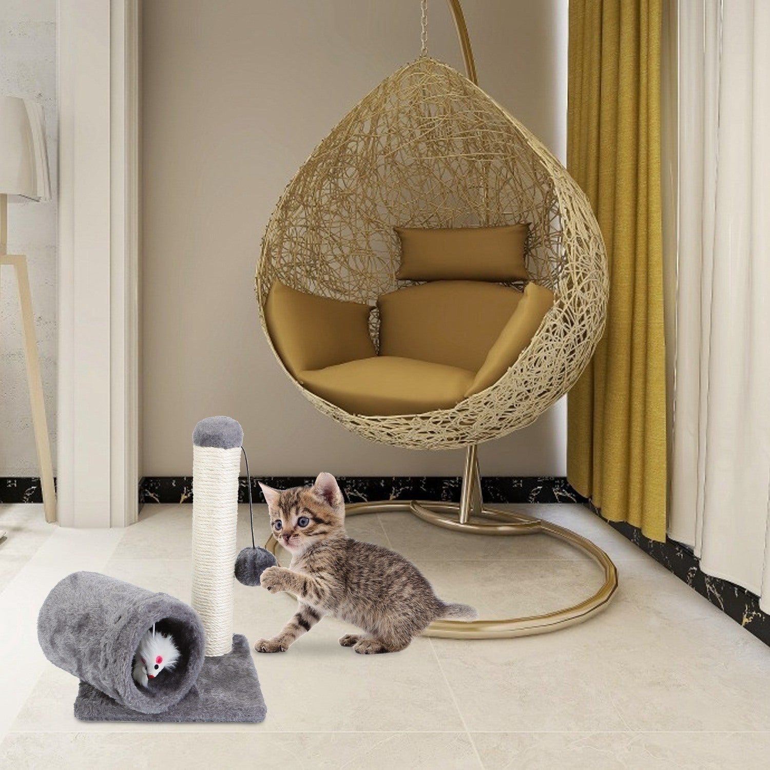 Cat Scratching Post Cat Kitten Sisal Scratch Post Toy