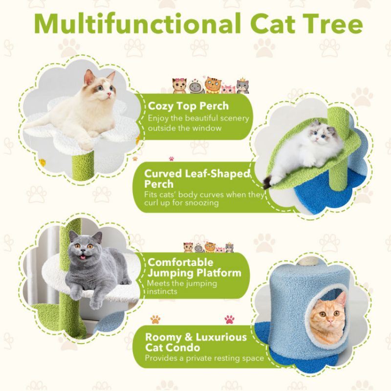 Four Tier Cute Pet Tree with Jingling Balls and Condo