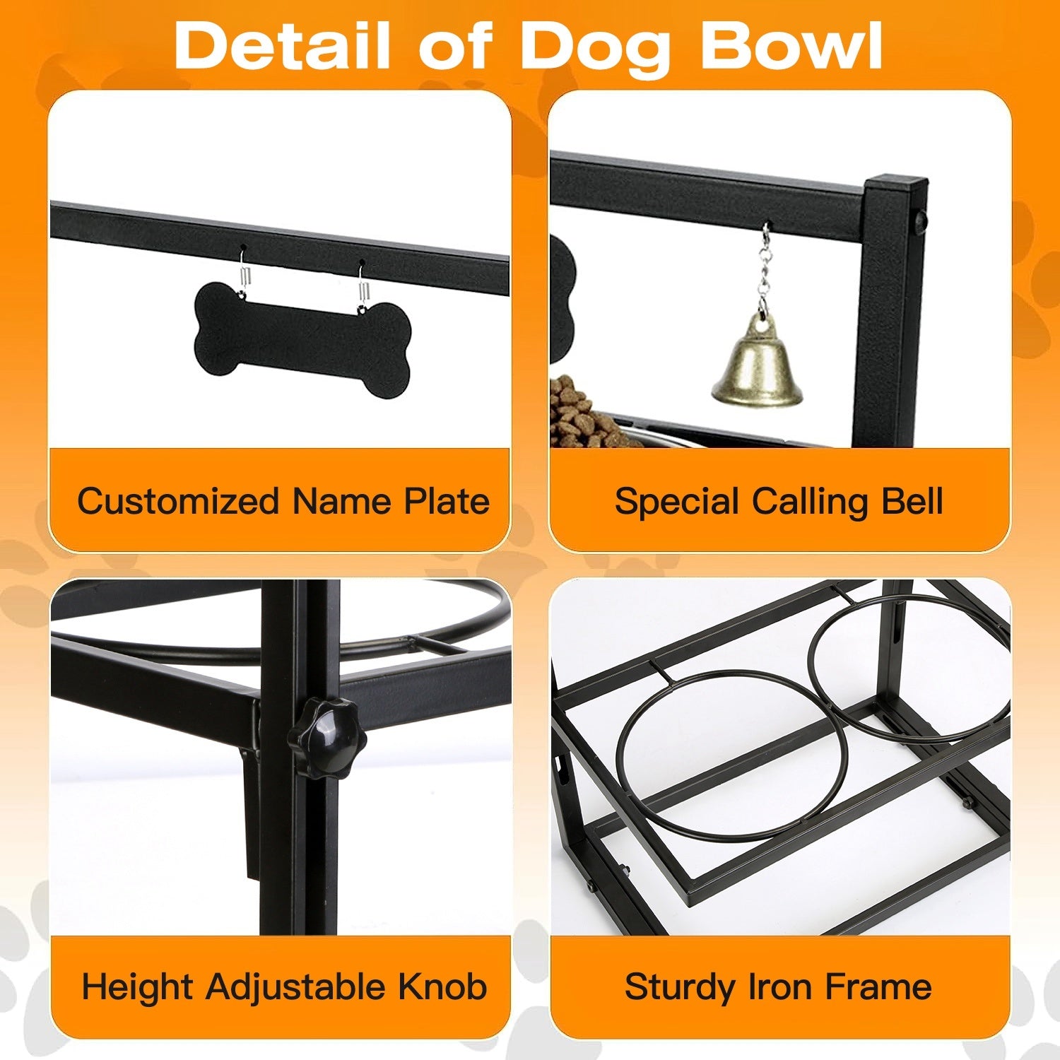 Adjustable Stainless Steel Dog Raised Bowls