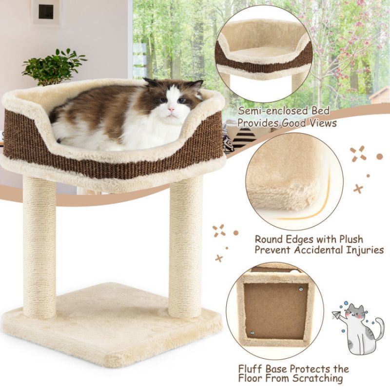 Multi Level Cat Climbing Tree with Scratching Plush Perch