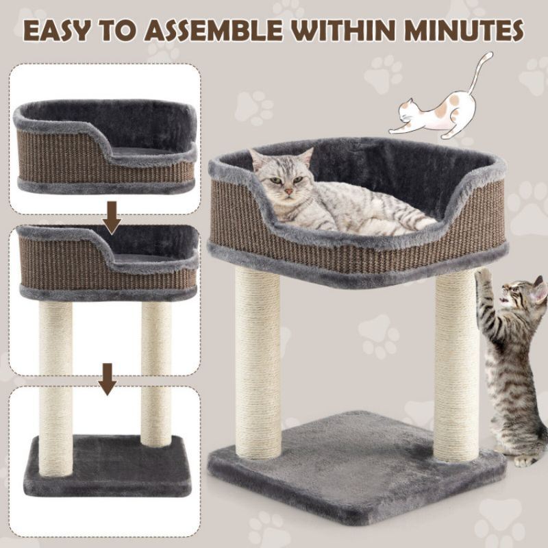 Multi Level Cat Climbing Tree with Scratching Plush Perch