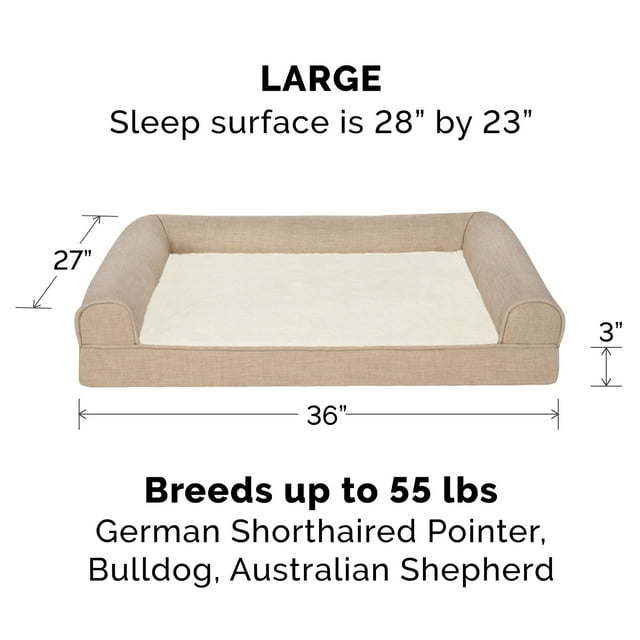 Pet Products Plush N Performance Linen Orthopedic Sofa Pet Bed
