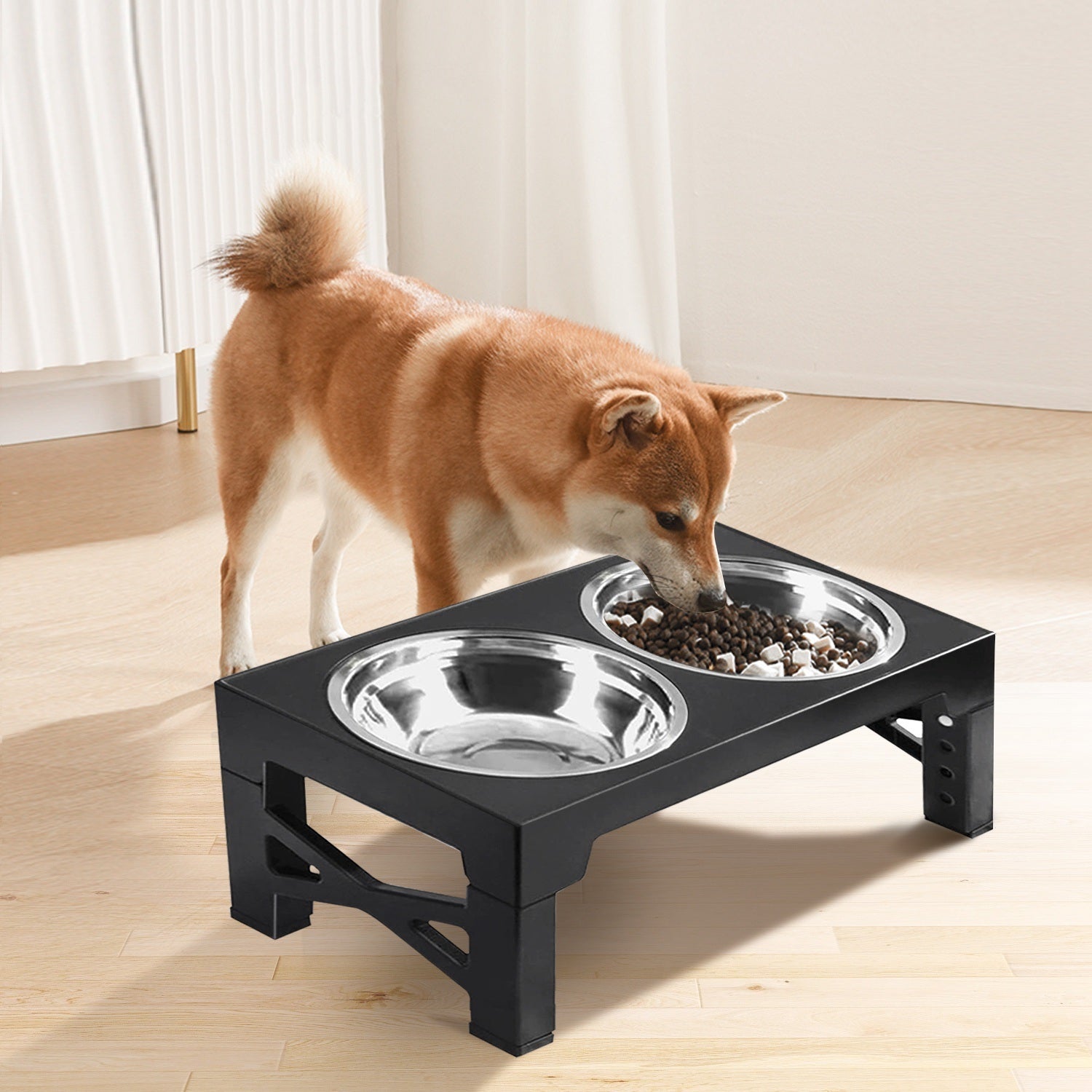Pets Adjustable Stainless Steel Elevated Bowl