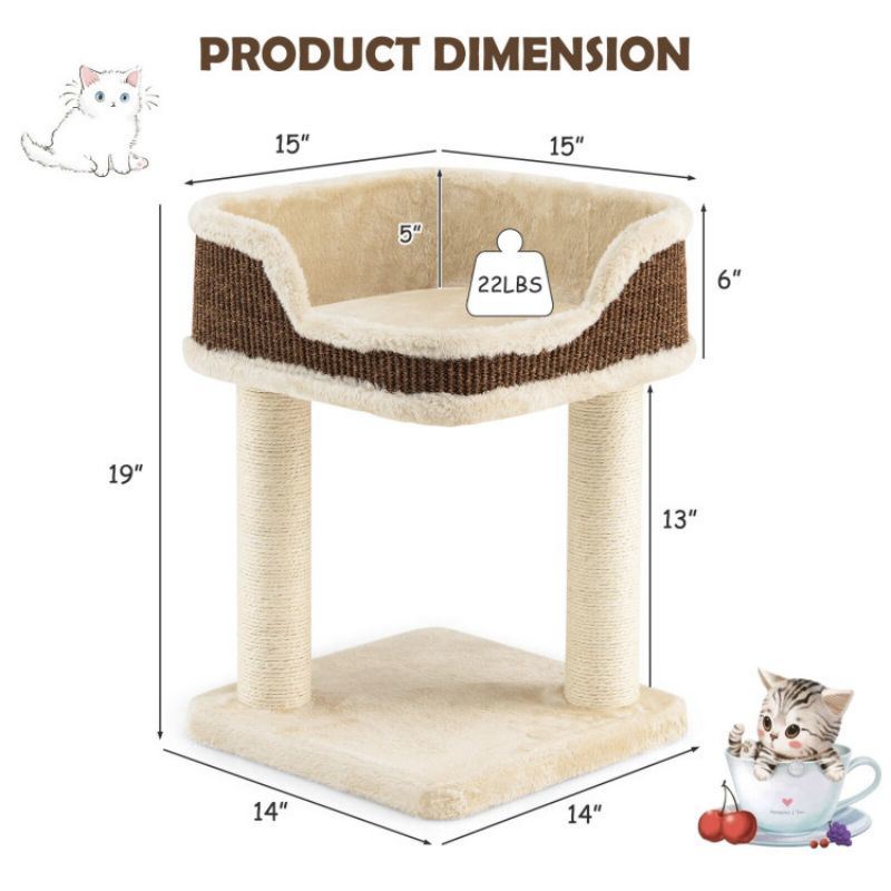 Multi Level Cat Climbing Tree with Scratching Plush Perch